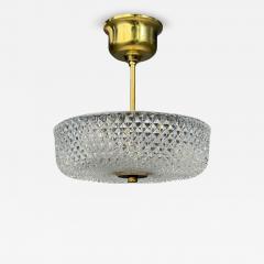 Carl Fagerlund Style Pendant Light Brass Textured Glass Sweden 1960s - 4697925