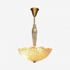 Carl Fagerlund Swedish Modern Textured Glass Chandelier Sweden 1940s - 4144515