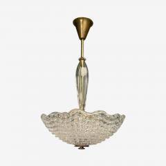 Carl Fagerlund Swedish Modern Textured Glass Chandelier Sweden 1940s - 4144517