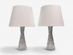 Carl Fagerlund Table Lamps Textured Glass Chrome Sweden 1960s - 4804481