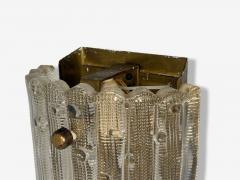 Carl Fagerlund Textured Glass Brass Large Wall Sconce Sweden 1940s - 4212465