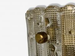 Carl Fagerlund Textured Glass Brass Large Wall Sconce Sweden 1940s - 4212466