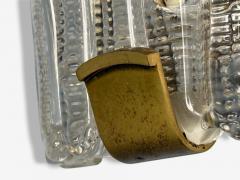Carl Fagerlund Textured Glass Brass Large Wall Sconce Sweden 1940s - 4212468