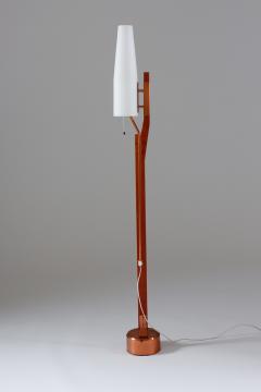 Carl Fagerlund Very Rare Floor Lamp by Orrefors in Teak Copper and Opaline Glass - 900785