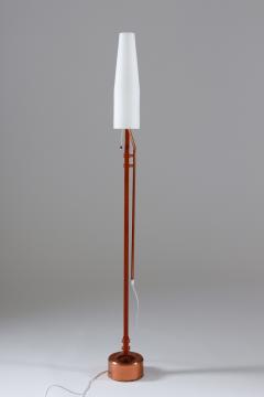 Carl Fagerlund Very Rare Floor Lamp by Orrefors in Teak Copper and Opaline Glass - 900792