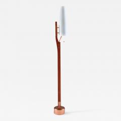 Carl Fagerlund Very Rare Floor Lamp by Orrefors in Teak Copper and Opaline Glass - 901556