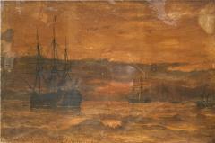 Carl Frederick Sorensen ANTIQUE GOAUCHE ON PAPER SHIPS IN STOCHOLM BY C FREDERIK SORENSEN - 4609851