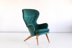 Carl Gustaf Hoirt af Orn s Carl Gustav Hiort Af Orn s Wingback Armchair in Teal Velvet Finland 1952 - 853800