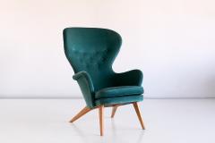 Carl Gustaf Hoirt af Orn s Carl Gustav Hiort Af Orn s Wingback Armchair in Teal Velvet Finland 1952 - 853801