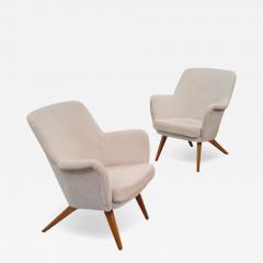 Carl Gustav Hiort af Orn s Carl Gustaf Hiort af Orn s Carl Gustaf Hiort Af Orn s Pair of Pedro Armchairs in White Puunveisto 1950s - 3952355