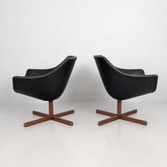 Carl Gustav Hiort af Orn s Carl Gustaf Hiort af Orn s Carl Gustaf Hiort af Orn s Pair of Mandarin Chairs Black Leather Finland 1960s - 4484503