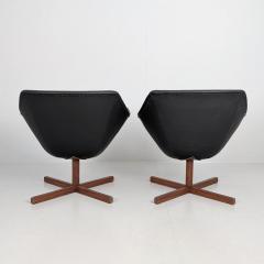 Carl Gustav Hiort af Orn s Carl Gustaf Hiort af Orn s Carl Gustaf Hiort af Orn s Pair of Mandarin Chairs Black Leather Finland 1960s - 4484504