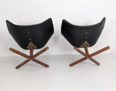 Carl Gustav Hiort af Orn s Carl Gustaf Hiort af Orn s Carl Gustaf Hiort af Orn s Pair of Mandarin Chairs Black Leather Finland 1960s - 4484509
