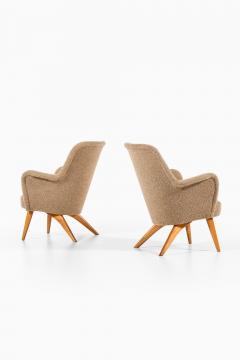 Carl Gustav Hiort af Orn s Carl Gustaf Hiort af Orn s Pair of Easy Chairs in Birch Newly Reupholstered in Wool Fabric 1950s - 4479066