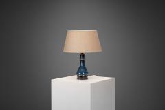 Carl Harry St lhane Blue Glaze Stoneware Table Lamp by Carl Harry St lhane Sweden 1960s - 3570624