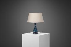 Carl Harry St lhane Blue Glaze Stoneware Table Lamp by Carl Harry St lhane Sweden 1960s - 3570625
