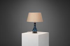 Carl Harry St lhane Blue Glaze Stoneware Table Lamp by Carl Harry St lhane Sweden 1960s - 3570626