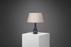 Carl Harry St lhane Blue Glaze Stoneware Table Lamp by Carl Harry St lhane Sweden 1960s - 3570627