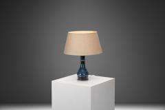 Carl Harry St lhane Blue Glaze Stoneware Table Lamp by Carl Harry St lhane Sweden 1960s - 3570628