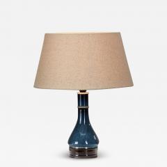 Carl Harry St lhane Blue Glaze Stoneware Table Lamp by Carl Harry St lhane Sweden 1960s - 3590823