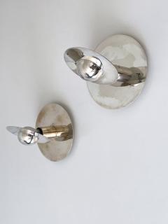 Carl J Jucker Set of Two Unique Silver Plated Brass Flush Mounts or Sconces Germany 1970s - 4303734