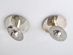 Carl J Jucker Set of Two Unique Silver Plated Brass Flush Mounts or Sconces Germany 1970s - 4303737