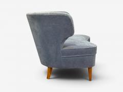 Carl Johan Boman Finnish Modern Settee Velvet Wood Finland 1950s - 4749364