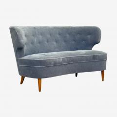 Carl Johan Boman Finnish Modern Settee Velvet Wood Finland 1950s - 4751515