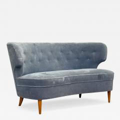 Carl Johan Boman Finnish Modern Settee Velvet Wood Finland 1950s - 4751516