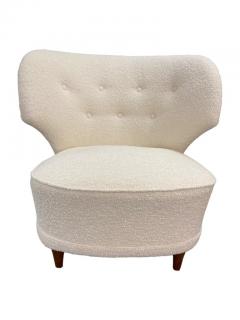 Carl Johan Boman Pair Of Carl Johan Boman Armchairs Upholstered in White Fabric Boman Oy 1950s - 3943627