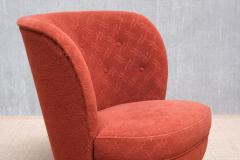 Carl Johan Boman Pair of Carl Johan Boman Easy Chairs in Red Fabric and Birch Finland 1940s - 4391260
