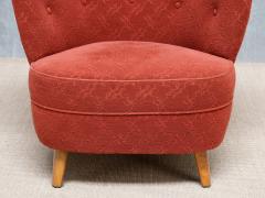 Carl Johan Boman Pair of Carl Johan Boman Easy Chairs in Red Fabric and Birch Finland 1940s - 4391263