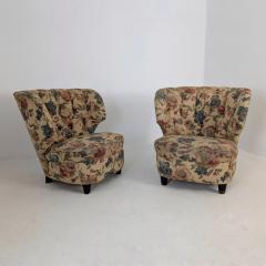 Carl Johan Boman Pair of Finnish Design Curved Lounge Chairs Carl Johan Boman Circa 1940s - 4682727