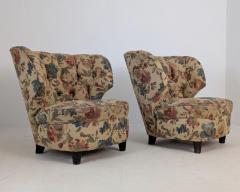 Carl Johan Boman Pair of Finnish Design Curved Lounge Chairs Carl Johan Boman Circa 1940s - 4682729