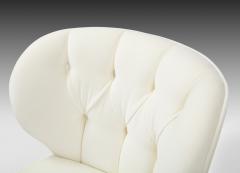 Carl Johan Boman Rare Pair of Ivory Velvet Tufted Easy Chairs by Carl Johan Boman - 2066214