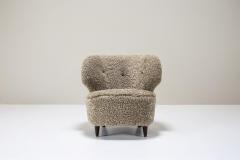 Carl Johan Boman Set of Two Carl Johan Boman Lounge Chairs in Sheepskin for Oy Boman Ab 1940s - 4007637