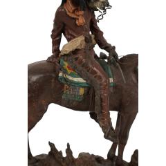 Carl Kauba Austrian Vienna Bronze Sculpture of Indian Warrior on Horseback - 4463089
