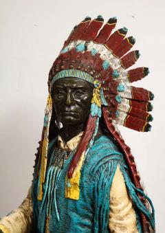 Carl Kauba Near Life Size Polychrome Bronze of a Native American Indian Chief after Kauba - 2137782