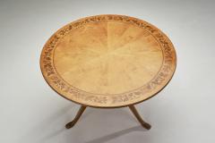Carl Malmsten Berg Coffee Table with Floral Inlay by Carl Malmsten Sweden 1950s - 2585344