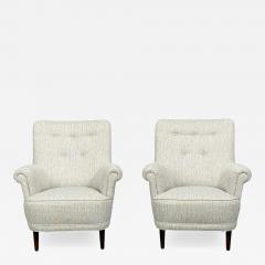 Carl Malmsten Carl Malmsten Lounge Chairs Grey Fabric Wood Sweden 1950s - 4618769