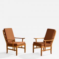 Carl Malmsten Lounge Chairs with Pine and Fabric Sweden 1950s - 4770987
