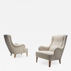 Carl Malmsten Oskar Armchairs by Carl Malmsten for O H Sj gren Sweden 1930s - 2028322