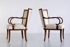 Carl Malmsten Pair of Carl Malmsten Armchairs in Birch and Satinwood Bodafors Sweden 1930s - 2484358