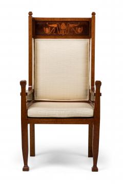 Carl Malmsten Pair of Carl Malmsten Art Deco Swedish Inlaid High Back Upholstered Armchairs - 4274745