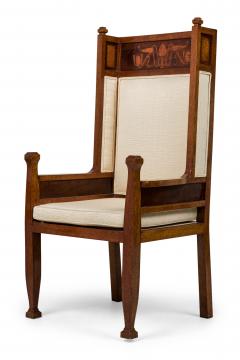 Carl Malmsten Pair of Carl Malmsten Art Deco Swedish Inlaid High Back Upholstered Armchairs - 4274746