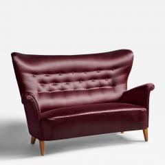 Carl Malmsten Sofa with Velvet and Birch Sweden 1940s - 4770984