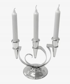 Carl Poul Petersen Pair of Carl Poul Petersen Sterling Art Deco three light Candlesticks C 1935 - 3986312