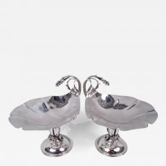 Carl Poul Petersen Pair of Poul Petersen Danish Modern Sterling Silver Lilypad Compotes - 3817736