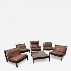 Carl Straub Leather Lounge Set 1960s Attributed to Carl Straub - 4491014