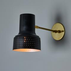 Carl Thore 1960s Carl Thore Perforated Black and Brass Wall Lamp - 4000895